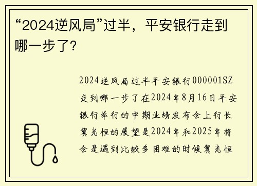 “2024逆风局”过半，平安银行走到哪一步了？
