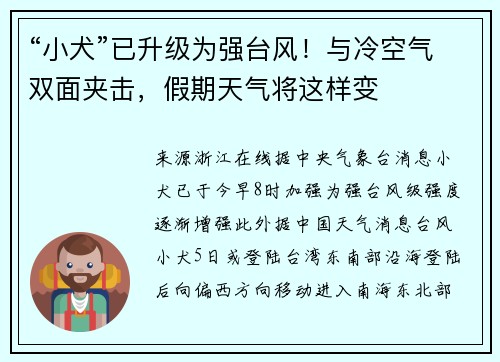 “小犬”已升级为强台风！与冷空气双面夹击，假期天气将这样变