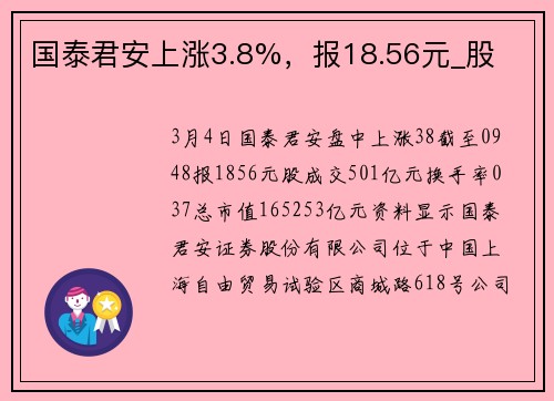 国泰君安上涨3.8%，报18.56元_股